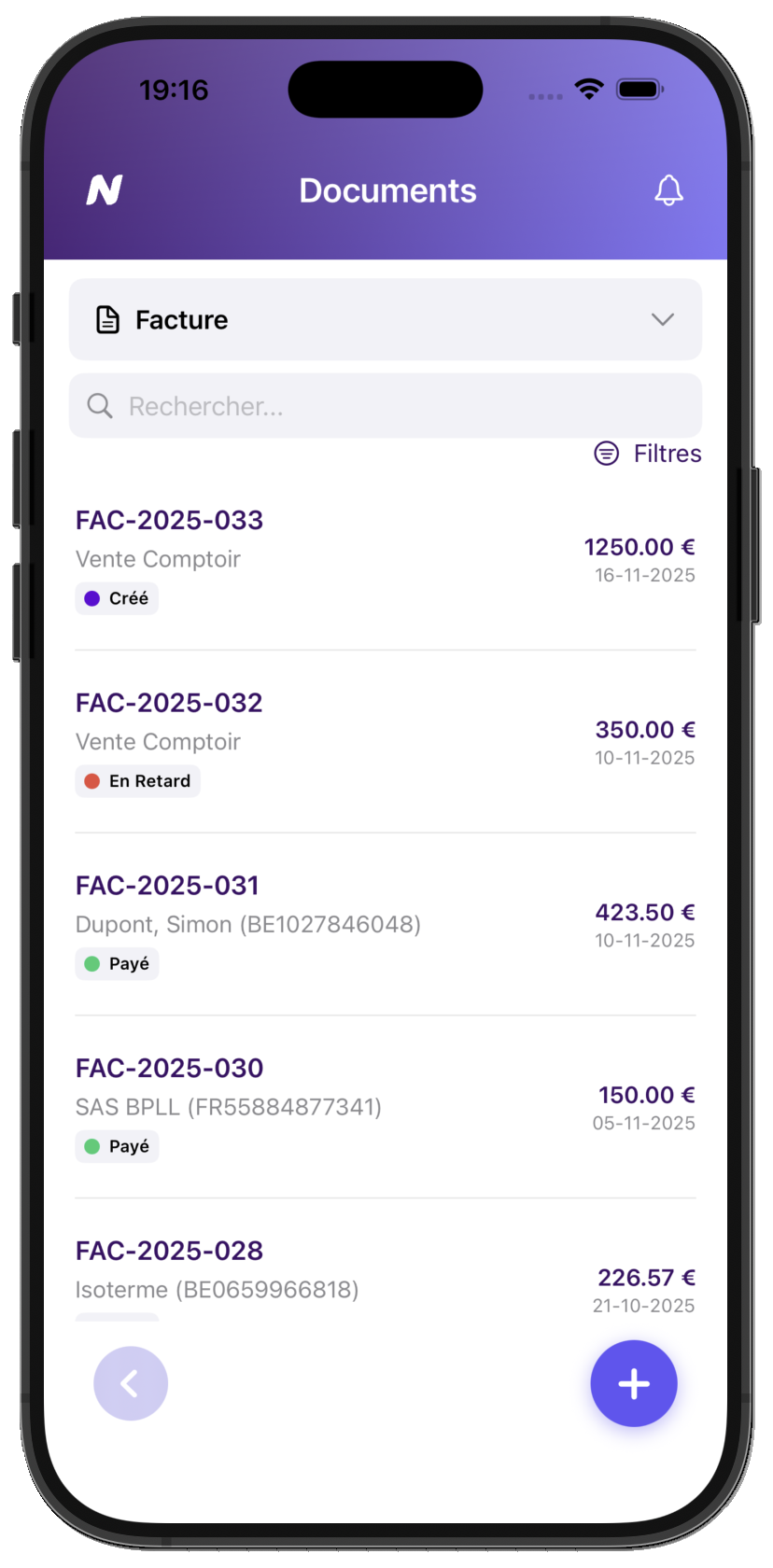 Scan IA ticket de caisse Novadesko