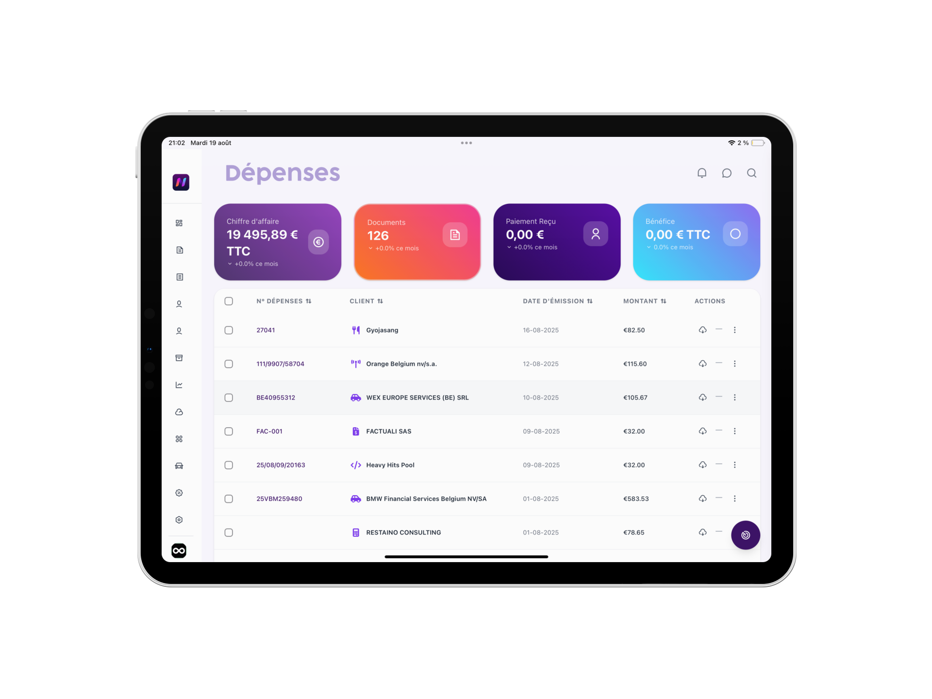 Peppol invoicing dashboard preview