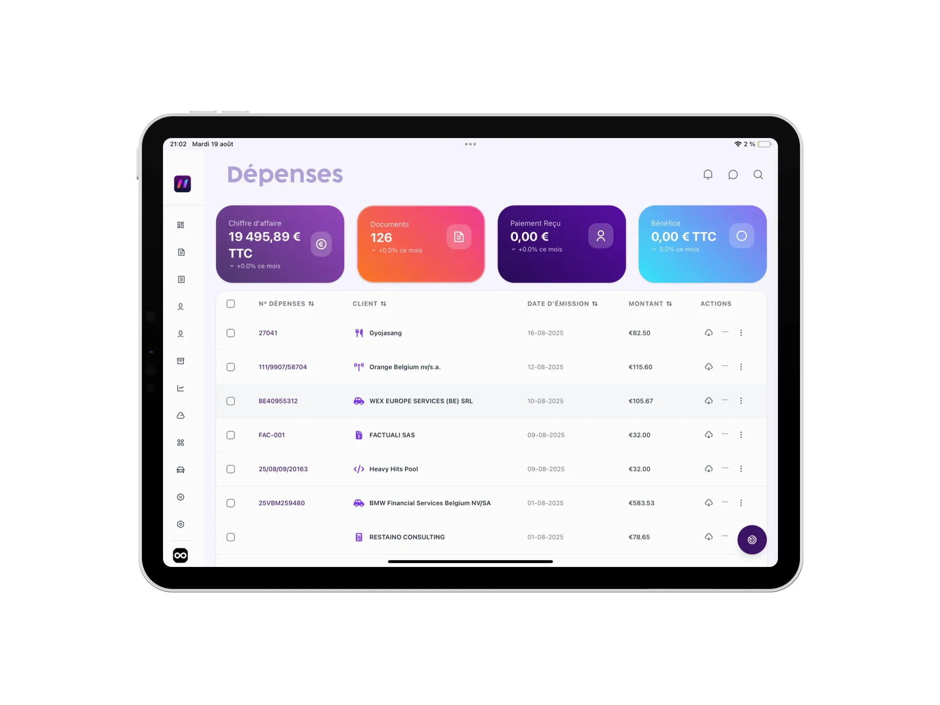 Interface caisse Novadesko Acoz