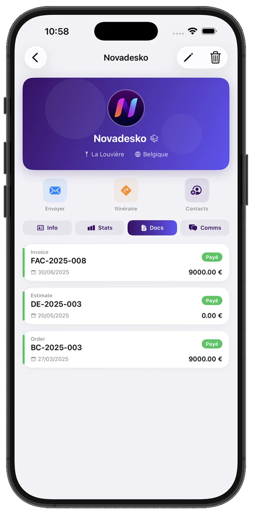 Carnet client mobile Novadesko